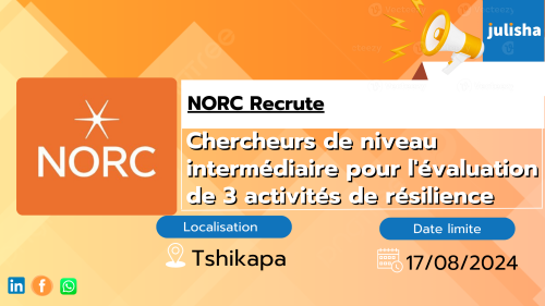 Chercheurs de niveau intermédiaire pour l'évaluation de 3 activités de résilience en matière de sécurité alimentaire