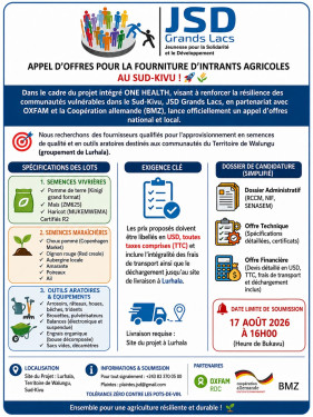 Fourniture d'intrants agricoles (semences, outils aratoires, etc.)